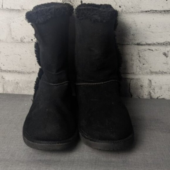 AirWalk Winter Black Hook & Loop Boots Faux Suede & Fur Lined - Picture 5 of 15